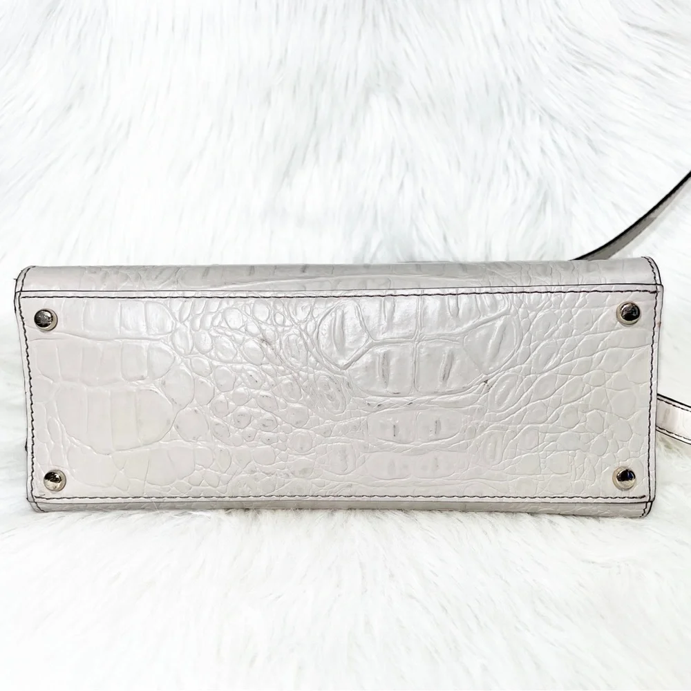 SOLD-Kate Spade Croc Leather Medium Satchel Handbag, Cream Ivory Beige - Picture 8 of 12